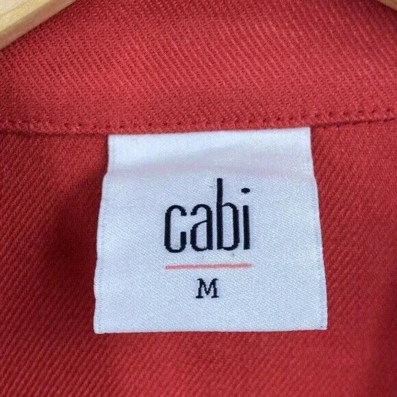 *CAbi Valentine Red Linen Blend Jacket Blazer Womens Size M Button Long Slv 5472 - Picture 5 of 7